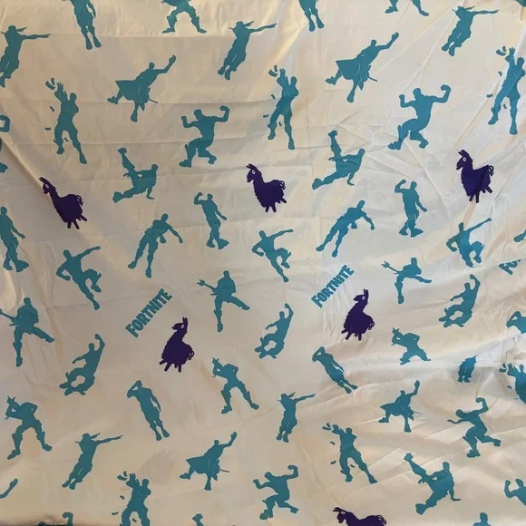 Epic Games Fortnite 4 Piece Full Sheet Set Blue White Purple Brand New With Pkg
